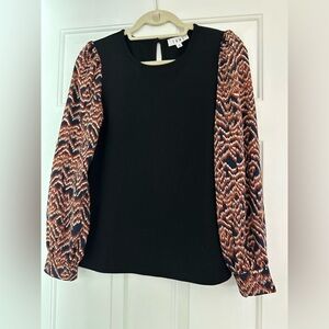 THML Black/Navy Orange Long Sleeve Top